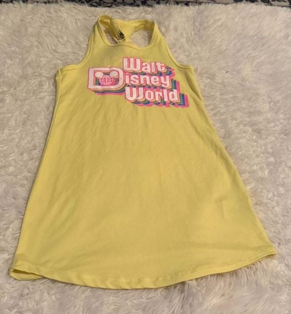 Disney Walt Disney World Retro Logo Racerback Tank Top Yellow Size M